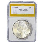 1934 Silver Peace Dollar PGA MS63+
