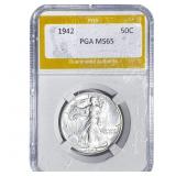 1942 Walking Liberty Half Dollar PGA MS65