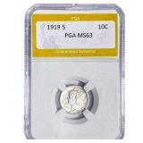 1919-S Mercury Silver Dime PGA MS63