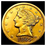 1849 $5 Gold Half Eagle