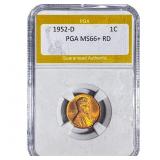 1952-D Wheat Cent PGA MS66+ RD