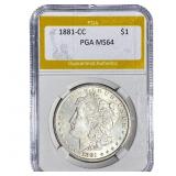 1881-CC Morgan Silver Dollar PGA MS64