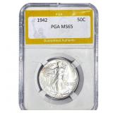 1942 Walking Liberty Half Dollar PGA MS65