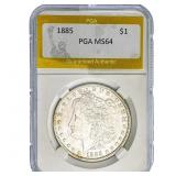 1885 Morgan Silver Dollar PGA MS64