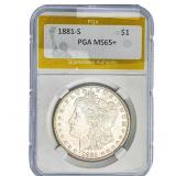 1881-S Morgan Silver Dollar PGA MS65+