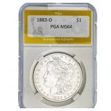 1883-O Morgan Silver Dollar PGA MS64