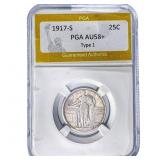 1917-S Standing Liberty Quarter PGA AU58+ Type 1