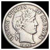 1896-S Silver Barber Dime LIGHTLY CIRCULATED
