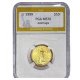 1999 1/4oz $10 Gold Eagle PGA MS70