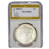 1890-S Morgan Silver Dollar PGA MS64
