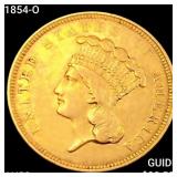 1854-O $3 Gold Piece CHOICE AU