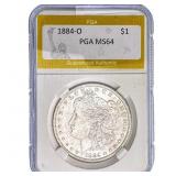1884-O Morgan Silver Dollar PGA MS64