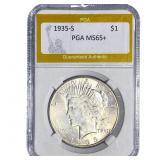 1935-S Silver Peace Dollar PGA MS65+