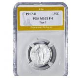 1917-D Standing Liberty Quarter PGA MS65 FH Type 1