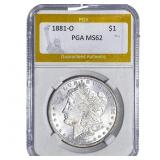 1881-O Morgan Silver Dollar PGA MS62