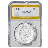 1904 Morgan Silver Dollar PGA MS64