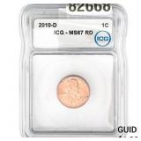 2010-D Lincoln Shield Penny PICG MS67 RD