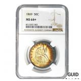 1869 Seated Liberty Half Dollar NGC MS64+