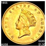 1855 Rare Gold Dollar CHOICE AU