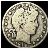 1914-S Silver Barber Half Dollar NICELY CIRCULATED
