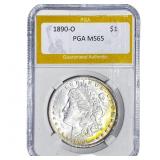 1890-O Morgan Silver Dollar PGA MS65