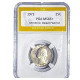 1972 Washington Silver Quarter PGA MS66+ Mint Erro