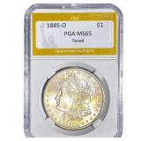 1885-O Morgan Silver Dollar PGA MS65 Toned