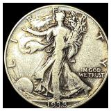 1938-D Silver Walking Liberty Half Dollar ABOUT UN