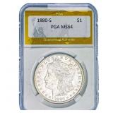 1880-S Morgan Silver Dollar PGA MS64