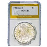 1885-CC Morgan Silver Dollar PGA MS64