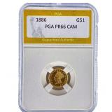 1886 Rare Gold Dollar PGA PR66 CAM