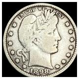 1898 Silver Barber Quarter NEARLY  UNCIRCULATED
