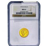 1914-D $2.50 Gold Quarter Eagle NGC MS61
