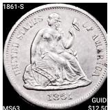1861-S Seated Liberty Dime CHOICE BU