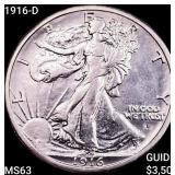 1916-D Walking Liberty Half Dollar CHOICE BU