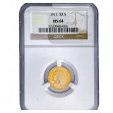 1912 $2.50 Gold Quarter Eagle NGC MS64