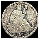 1837 Silver Seated Liberty Half Dime No Stars  NI