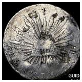 1876 Mexico Silver 8 Reales Punchmarked NEARLY UNC