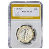 1935-S Walking Liberty Half Dollar PGA MS64