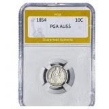 1854 Seated Liberty Dime PGA AU55