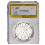 1827 Capped Bust Half Dollar PGA MS64