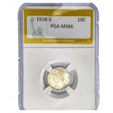 1918-S Mercury Silver Dime PGA MS66