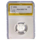 1936 Mercury Silver Dime PGA MS67 FB