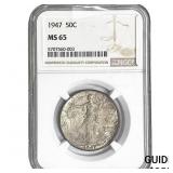 1947 Walking Liberty Half Dollar NGC MS65