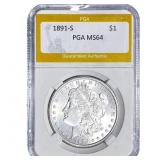 1891-S Morgan Silver Dollar PGA MS64