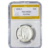 1936-S Bay Bridge Half Dollar PGA MS64