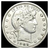 1906 Barber Silver Quarter NEARLY  UNCIRCULATED