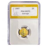 1997 1/10oz $5 Gold Eagle PGA MS70