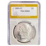 1885-CC Morgan Silver Dollar PGA MS64