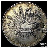 1897 Mexico Silver 8 Reales Punchmarked NEARLY UNC